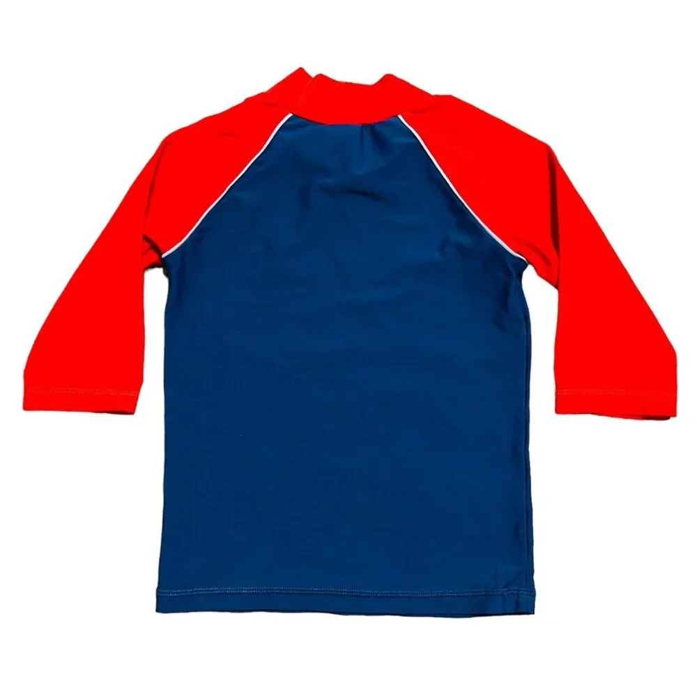 Mini Boden 3-4Y Raglan Shark Rashguard Swim Shirt